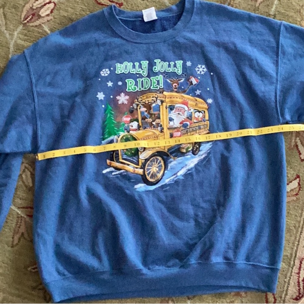 🚌  Bus Driver Holly Jolly Ride SWEATSHIRT MORA Minnesota BLUE Sz  L UniSex NWOT